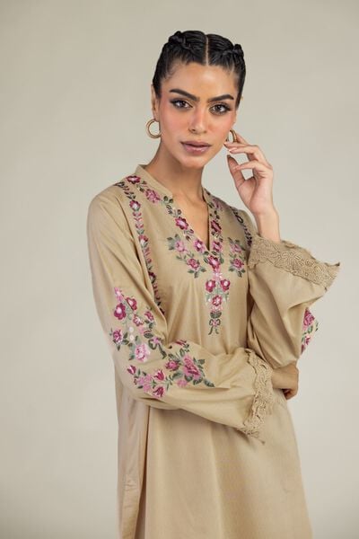 Embroidered | Cotton Dobby | Floral Longline Kurta | GBP 35.00