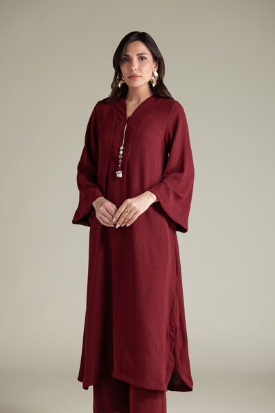 Dyed | Textured Georgette | Crinkled Longline Kurta | GBP 35.00