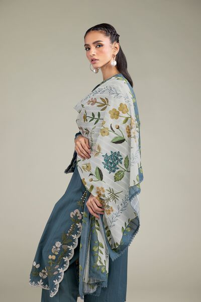 Embroidered | Textured Cotton | Floral Cotton Dupatta | GBP 20.00