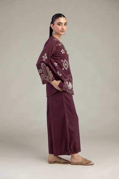 Embroidered | Textured Cotton | Textured Cotton Trousers | GBP 14.00