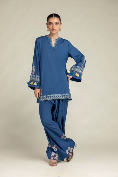 Embroidered | Cambric | Floral Blue Shalwar | GBP 35.00