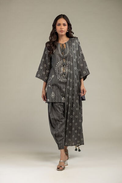 Printed | Cotton Dobby | Gray Cotton Shalwar  | GBP 15.00