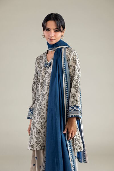Cambric | Beige V-Neck Kurta | GBP 30.00
