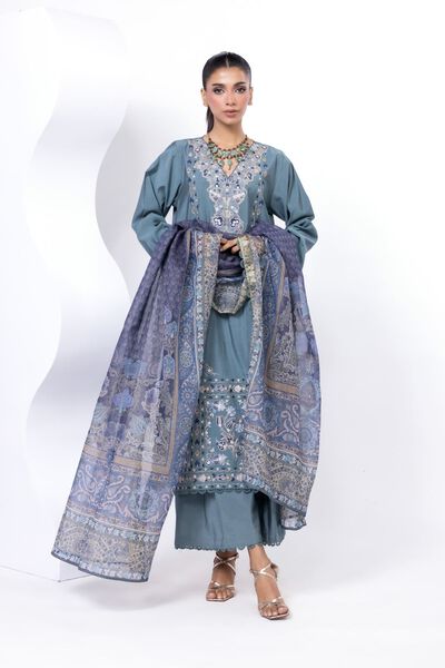 Embroidered | Dull Raw Silk | Fabrics 3 Piece | GBP 32.50
