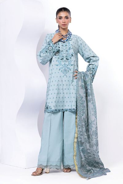 Embroidered | Dull Raw Silk | Tailored 3 Piece | GBP 55.00
