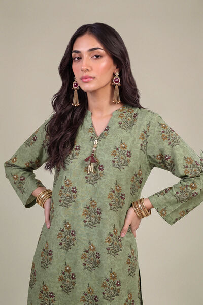 Printed | Light Khaddar | V-Neck Floral Kurta | GBP 30.00