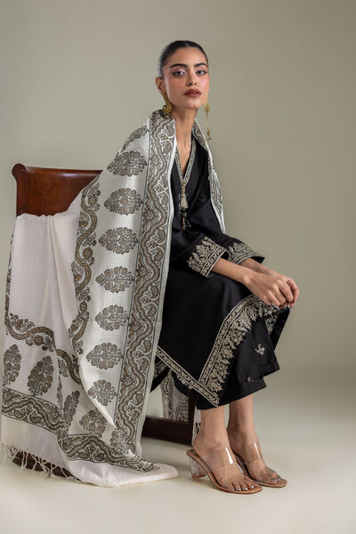 Embroidered | Rashmina Acrylic | Off-White Rashmina Shawl | GBP 30.00