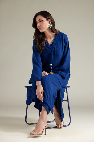 Dyed | Textured Georgette | Blue Georgette Kurta | GBP 35.00