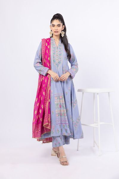 Printed | Crosshatch Raw Silk | 3 Piece Co-ord Set | GBP 100.00