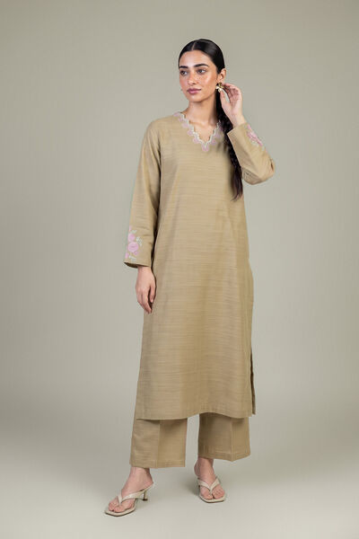 Embroidered | Light Khaddar | Beige Solid Pants | GBP 25.00