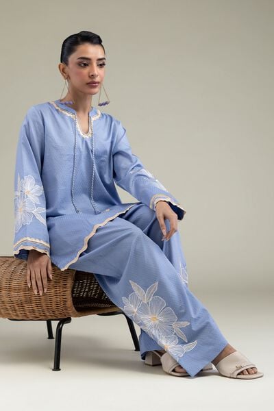 Embroidered | Cotton Dobby | Floral Scalloped Kurta | GBP 30.00