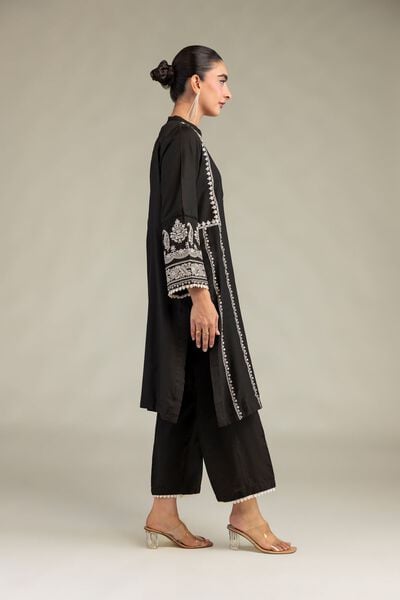 Printed | Raw Silk | Black Silk Pants | GBP 20.00