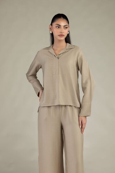 Dyed | Crepe | Solid V-Neck Shirt | GBP 30.00