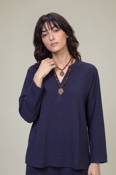 Dyed | Textured Georgette | V-Neck Solid Tunic | GBP 35.00