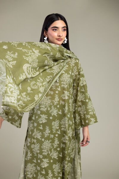 Embroidered | Lawn | Olive Floral Dupatta | GBP 25.00