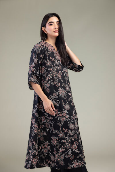 Embroidered | Cambric | Black Cambric Kurta | GBP 40.00