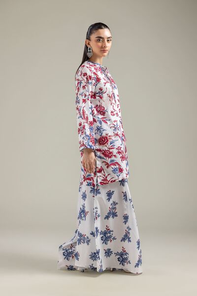 Embroidered | Cotton Dobby | White Floral Pants | GBP 30.00