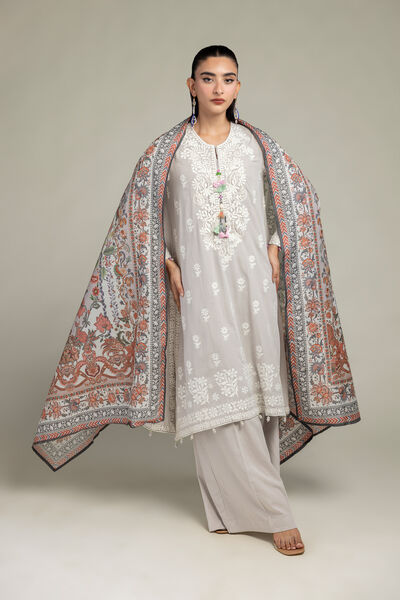 Embroidered | Raw Silk | Floral Longline Kurta | GBP 55.00