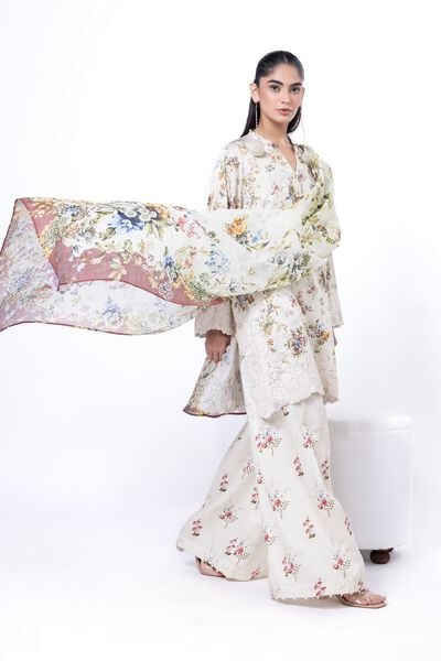 Embroidered | Cotton Satin | Tailored 3 Piece | GBP 40.00