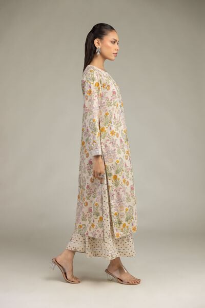 Embroidered | Cotton Viscose | Beige Cotton Pants | GBP 25.00