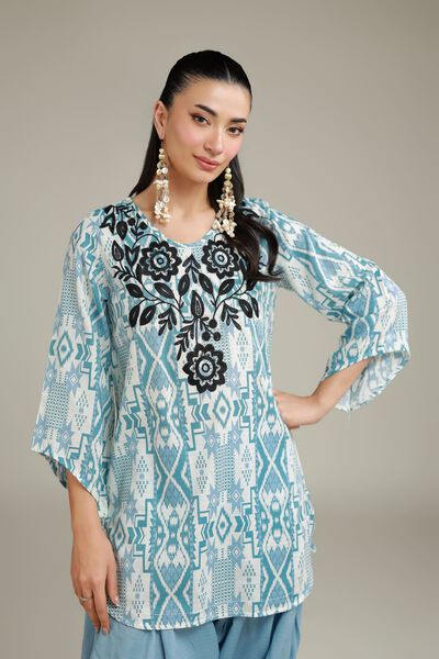 Embroidered | Cotton Dobby | Geometric V-Neck Kurta | GBP 10.00