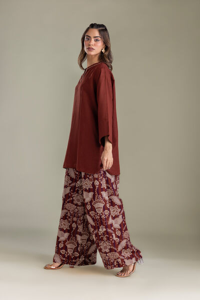 Printed | Light Khaddar | Maroon Printed Pants | GBP 25.00