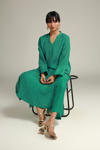 Dyed | Blended Crinkle | Solid Long Kurta | GBP 30.00