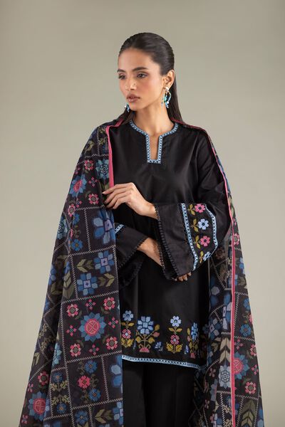 Embroidered | Cambric | Floral Flared Kurta | GBP 35.00