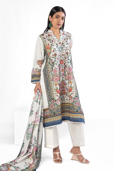 Printed | Slub Lawn | Tailored 3 Piece | GBP 22.50