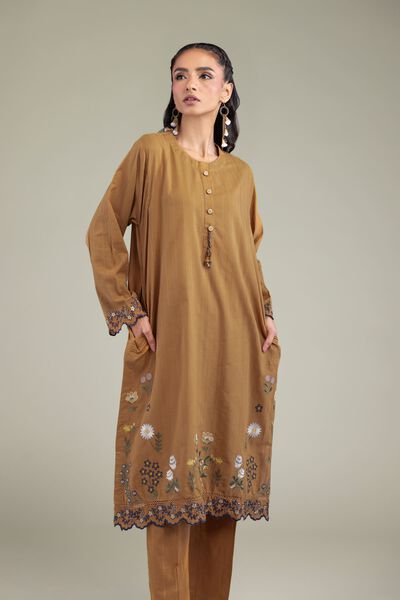 Embroidered | Textured Cotton | Cotton Longline Kurta | GBP 40.00