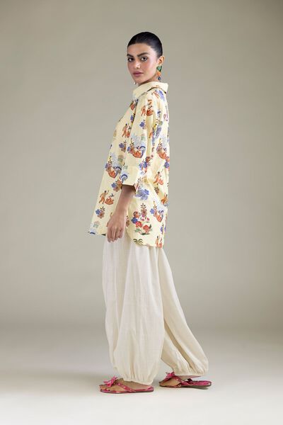 Embroidered | Cambric | Off-White Cambric Trousers | GBP 20.00