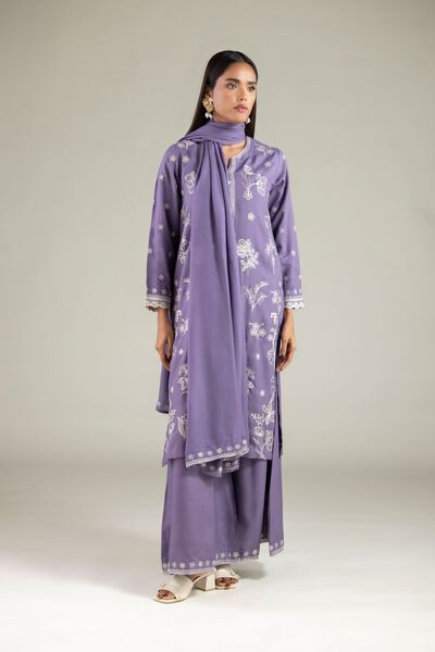 Embroidered | Raw Silk | Relaxed Floral Pants | GBP 35.00