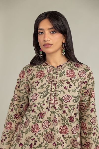 Embroidered | Cambric | Floral Beige Kurta | GBP 35.00