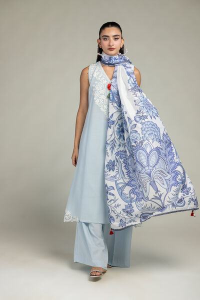 Embroidered  | Polyester Silk | Floral Silk Dupatta | GBP 25.00