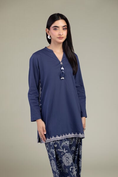 Embroidered | Cambric | Short Navy Kurta | GBP 30.00