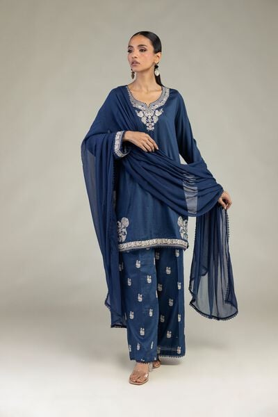 Embroidered | Dobby | Tailored 3-Piece Dress | GBP 70.00