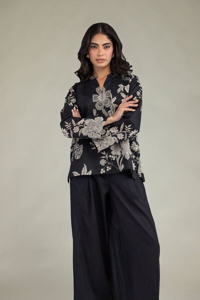 Printed | Cambric | Black Floral Tunic | GBP 25.00