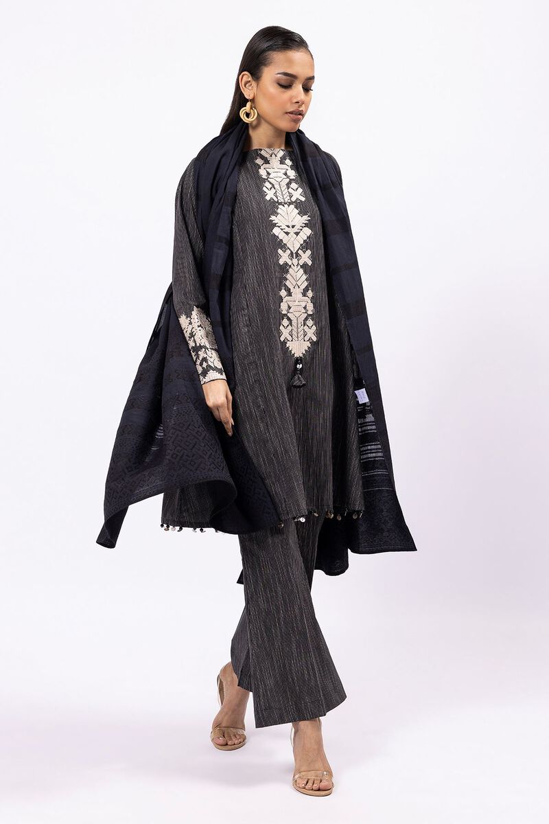 Embroidered | Yarn Dyed Slub | Fabrics 3 Piece | null