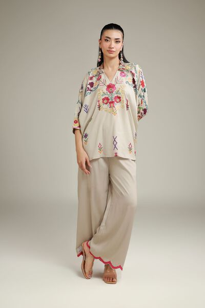 Embroidered | Viscose Crepe | Trousers | GBP 20.00