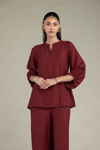 Dyed | Crepe | Solid Maroon Shirt | GBP 30.00