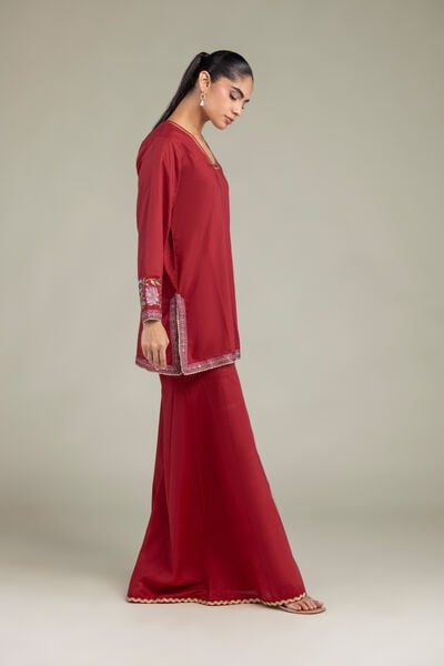 Embroidered | Cambric | Red Solid Pants | GBP 25.00