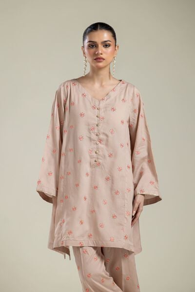 Embroidered | Textured Weave | Floral V-Neck Kurta | GBP 35.00