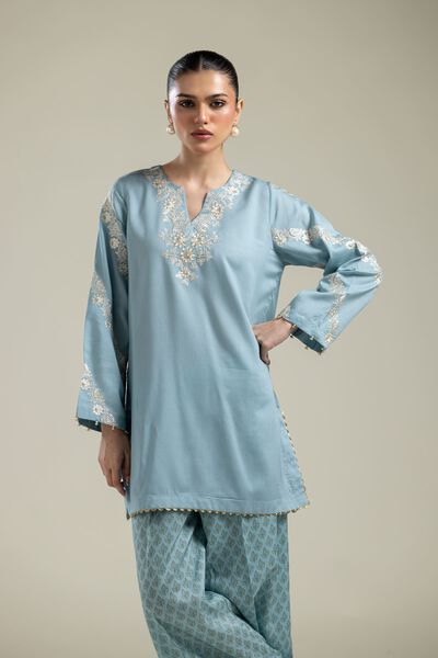 Embroidered | Textured Weave | V-Neck Short Kurta | GBP 30.00