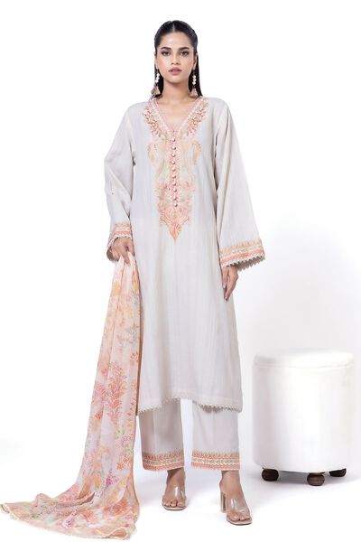 Embroidered | Textured Cotton | Tailored 3 Piece | GBP 30.00