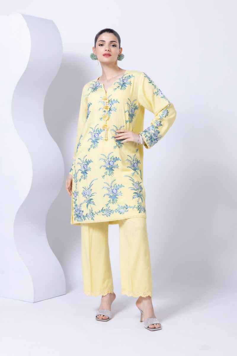 Embroidered | Crosshatch Raw Silk | Kurta | GBP 50.00