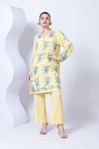 Embroidered | Crosshatch Raw Silk | Kurta | GBP 50.00