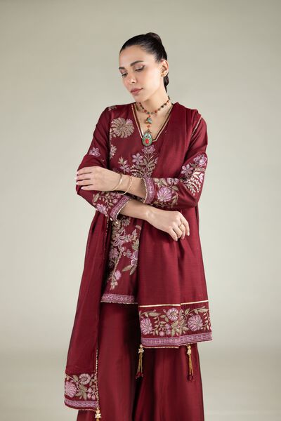 Embroidered | Cotton Net | Floral Threadwork Dupatta | GBP 25.00