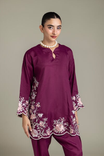 Embroidered | Raw Silk | Short Embroidered Kurta | GBP 60.00
