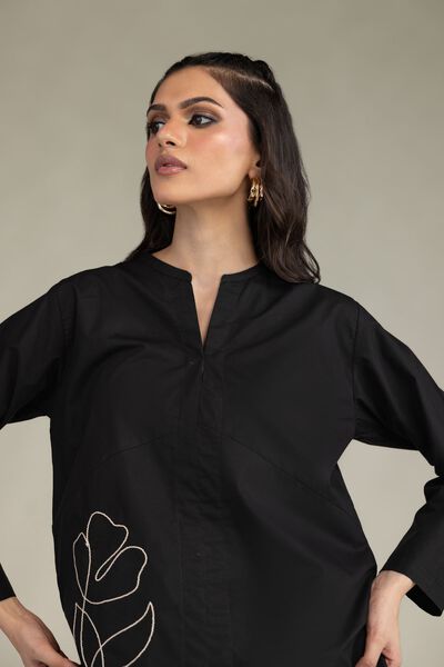 Embroidered | Poplin | Black Poplin Shirt | GBP 25.00