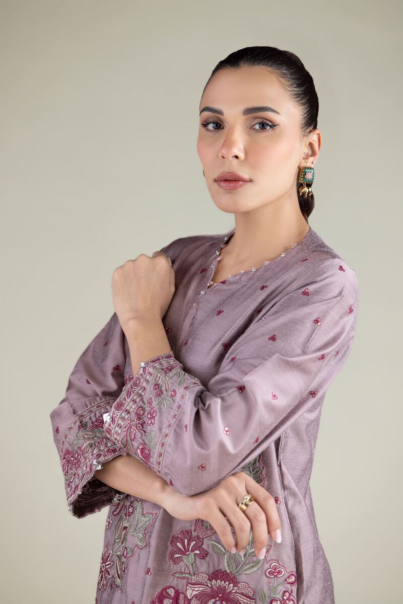 Embroidered | Raw Silk | Floral Threadwork Kurta | GBP 50.00